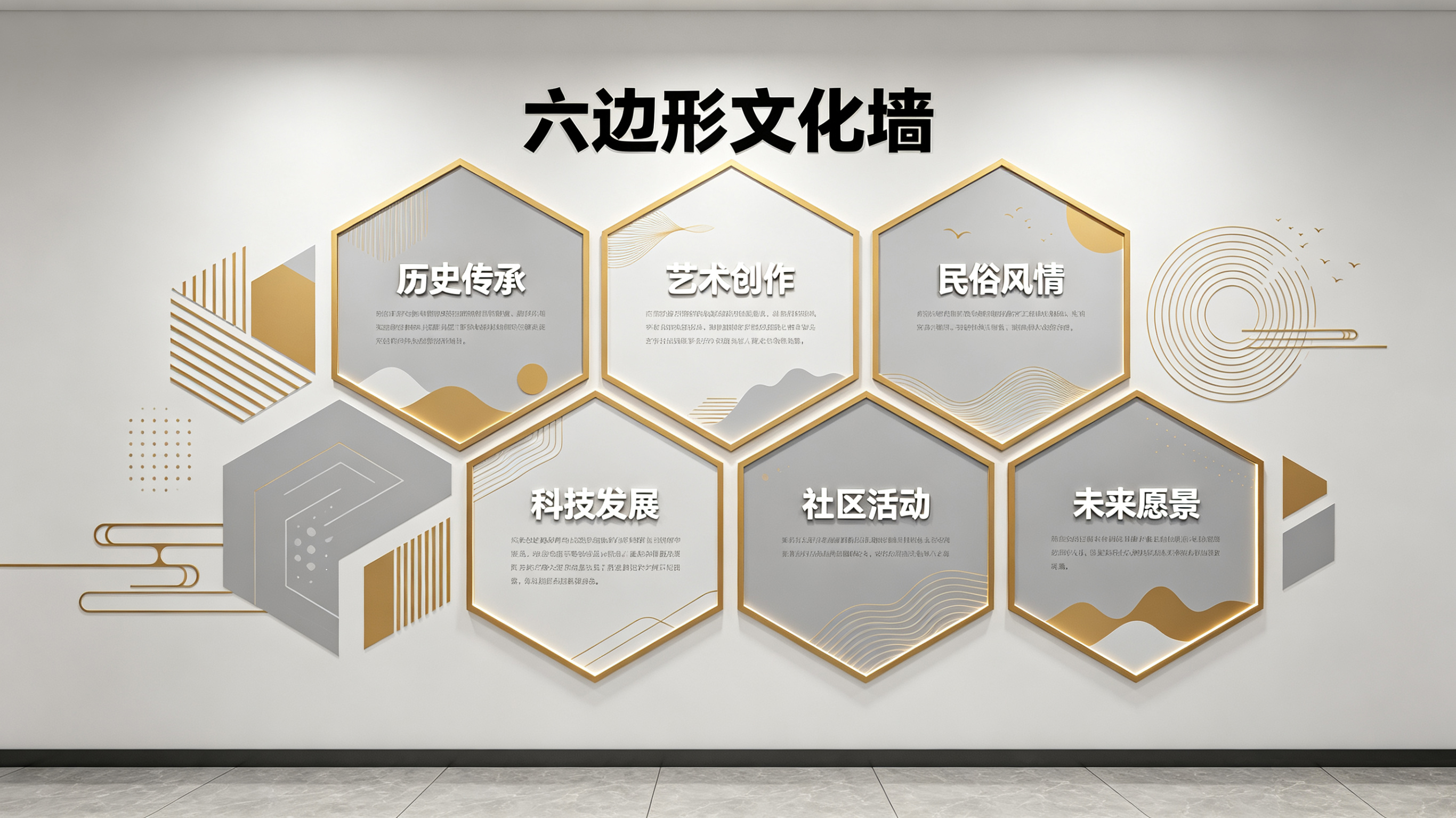 安康企业文化墙 | 六边形信息美学